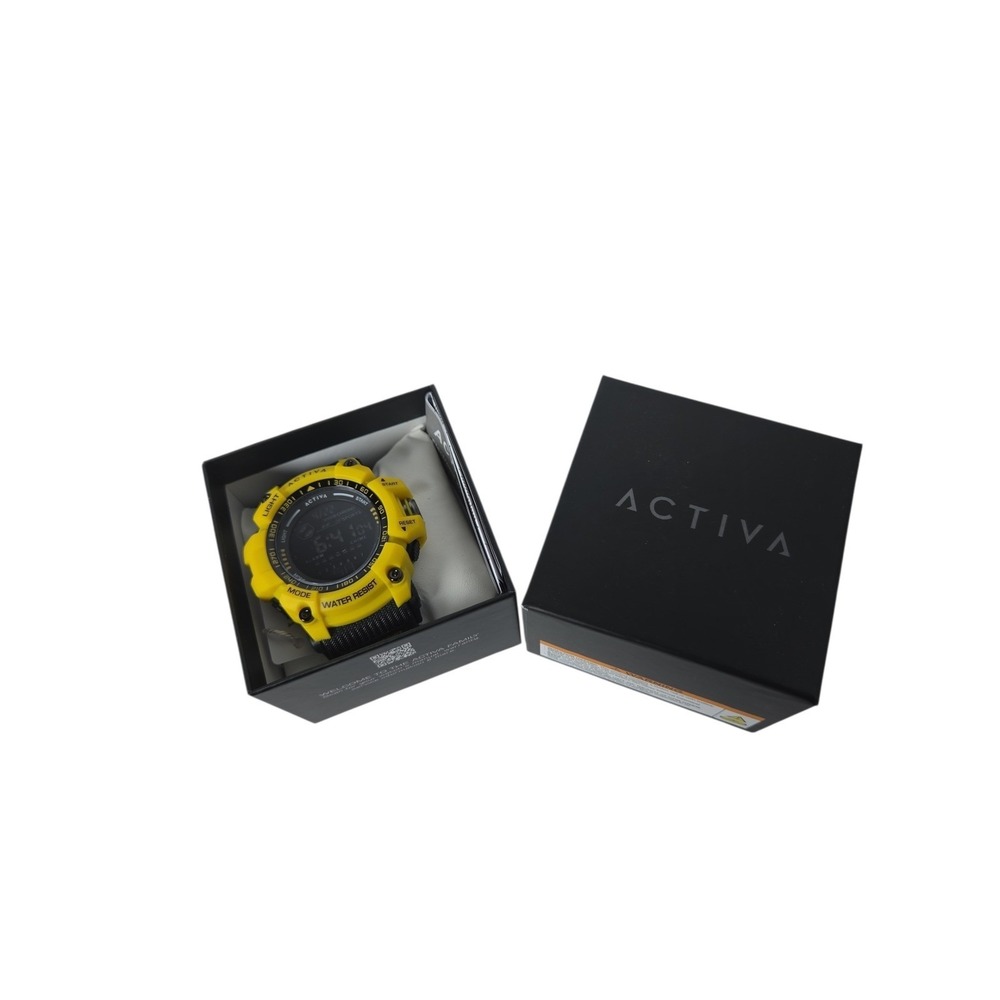 Activa Digital Sport Watch Yellow Black Water Resistant New in Box AC100-001